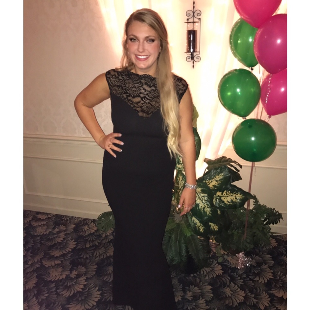 Black lace top dress